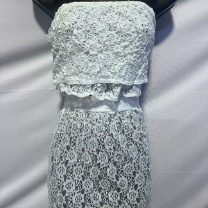 White Lace Strapless Dress